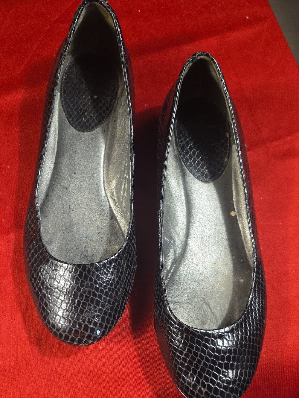 Cole Haan Black Snake-Texture Ballet Flats